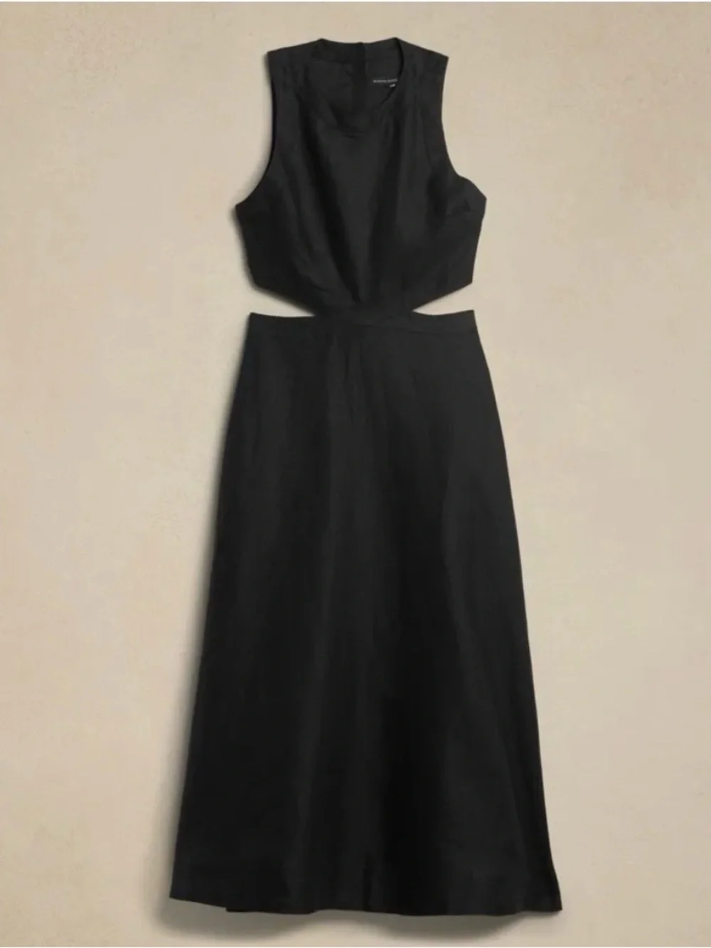 Lina Linen Black Cutout Midi Dress - Picture 4 of 8